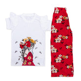 Plazo Suit white & Red